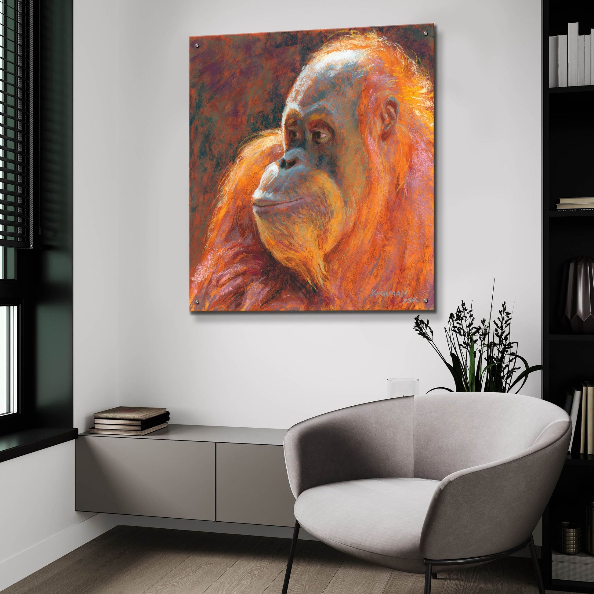 Epic Art 'O Is For Orangutan 2 by Rita Kirkman, Acrylic Glass Wall Art,36x36