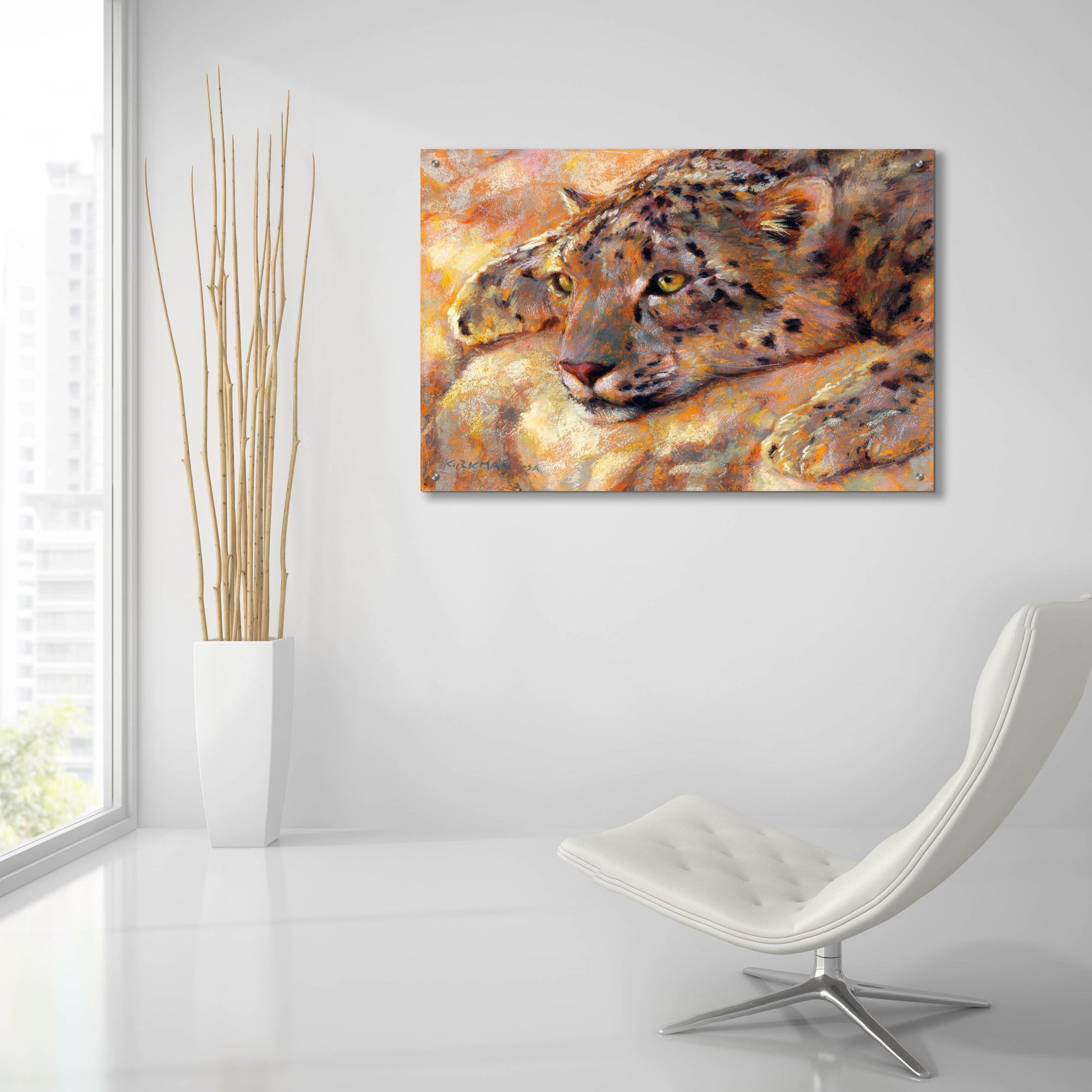 Epic Art 'Snow Leopard 2 by Rita Kirkman, Acrylic Glass Wall Art,36x24