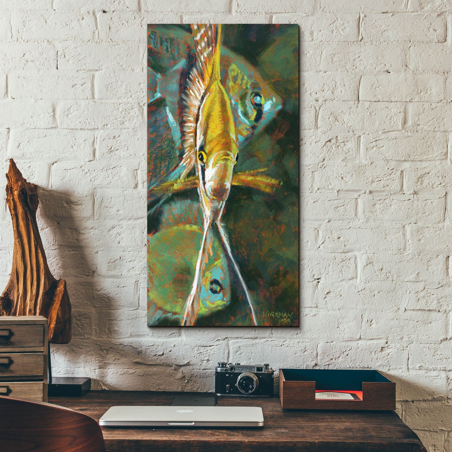 Epic Art 'A Is For Angelfish 2 by Rita Kirkman, Acrylic Glass Wall Art,12x24