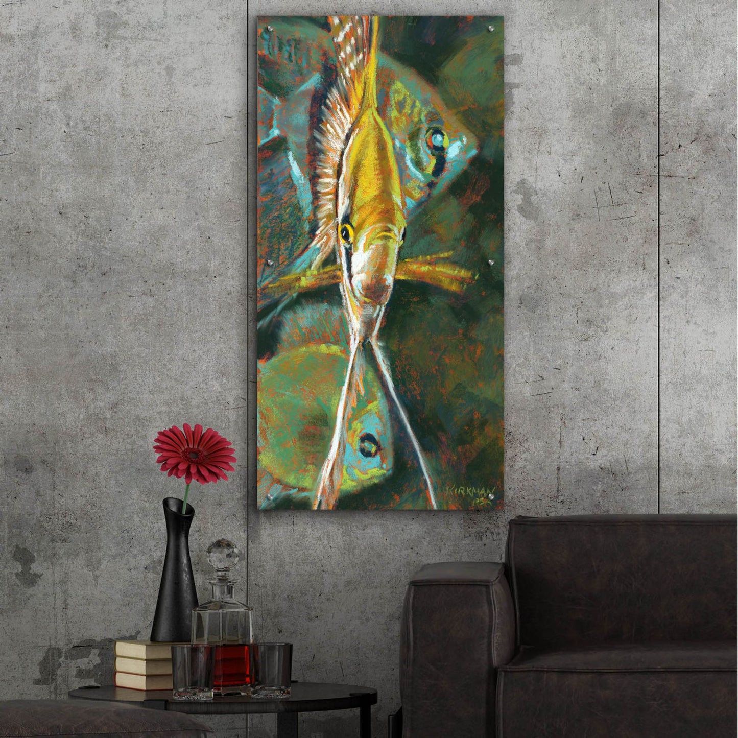 Epic Art 'A Is For Angelfish 2 by Rita Kirkman, Acrylic Glass Wall Art,24x48