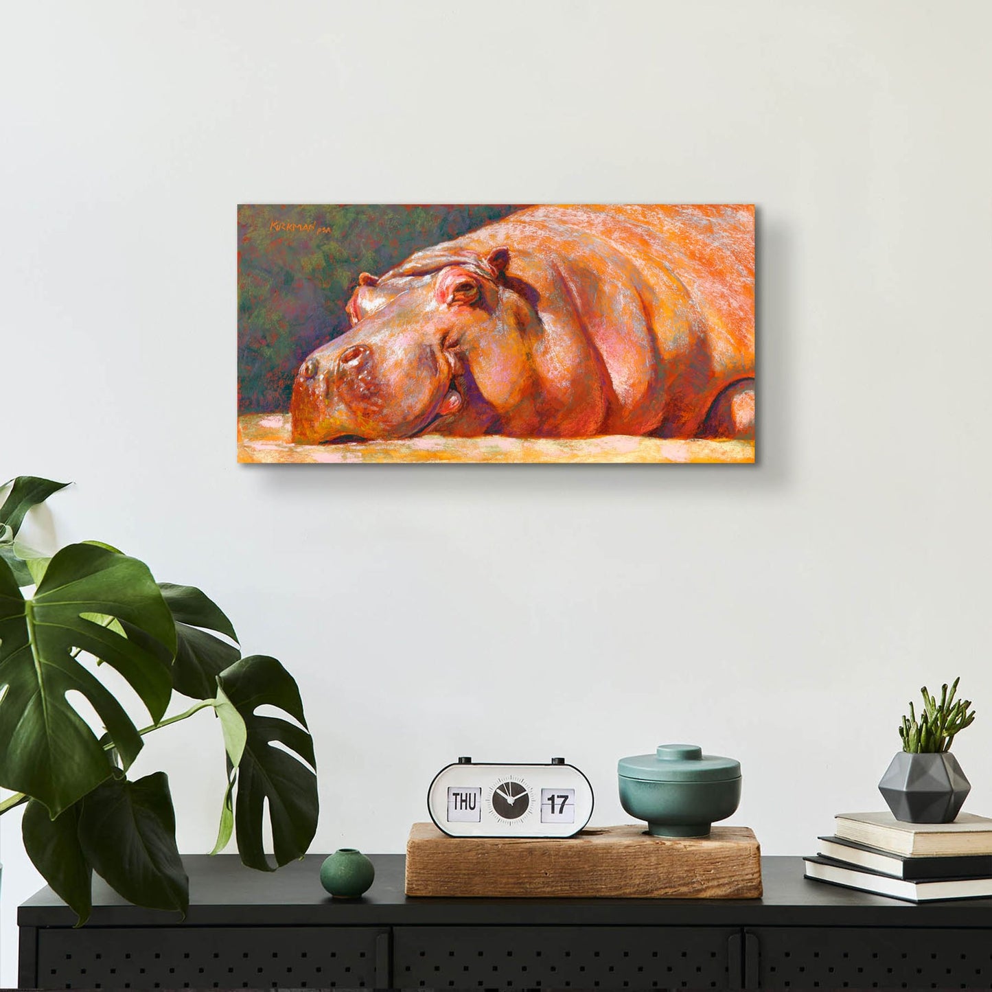 Epic Art 'H Is For Hippo2 by Rita Kirkman, Acrylic Glass Wall Art,24x12