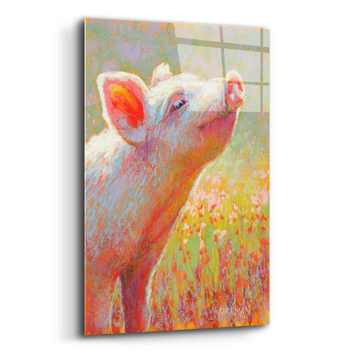 Epic Art 'Little Pink Piglet2 by Rita Kirkman, Acrylic Glass Wall Art,12x16