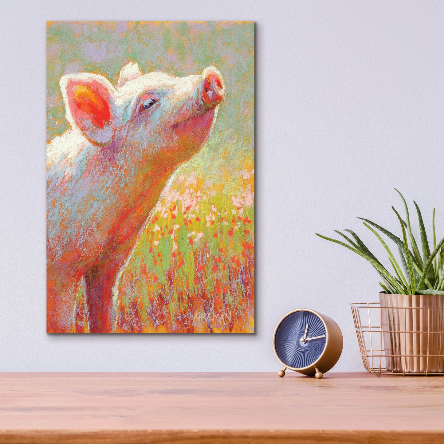 Epic Art 'Little Pink Piglet2 by Rita Kirkman, Acrylic Glass Wall Art,12x16