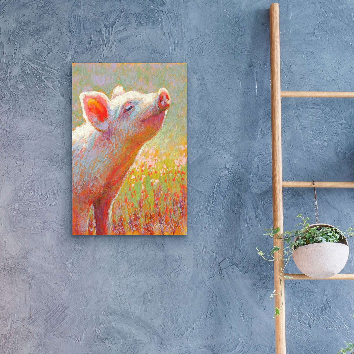 Epic Art 'Little Pink Piglet2 by Rita Kirkman, Acrylic Glass Wall Art,16x24