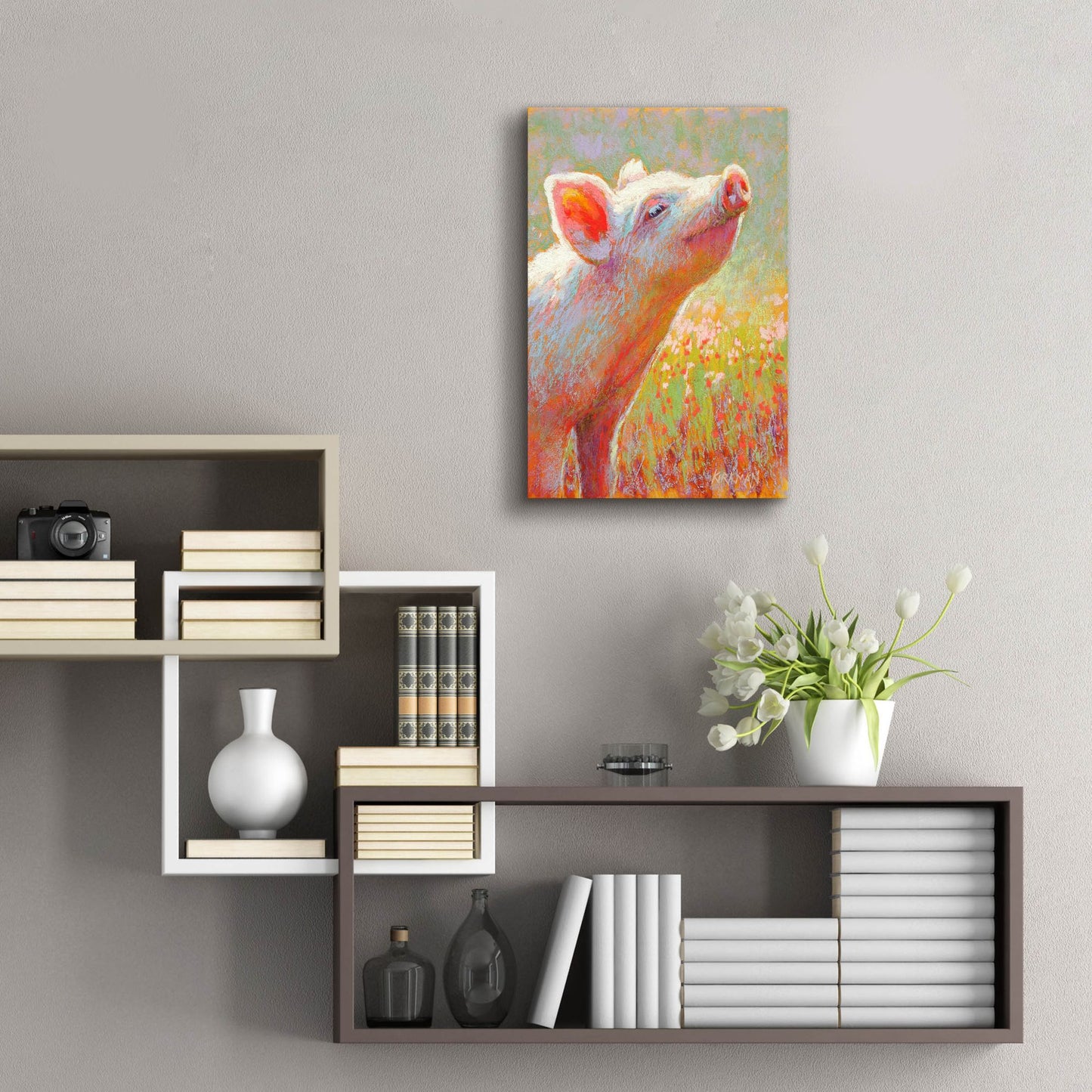 Epic Art 'Little Pink Piglet2 by Rita Kirkman, Acrylic Glass Wall Art,16x24