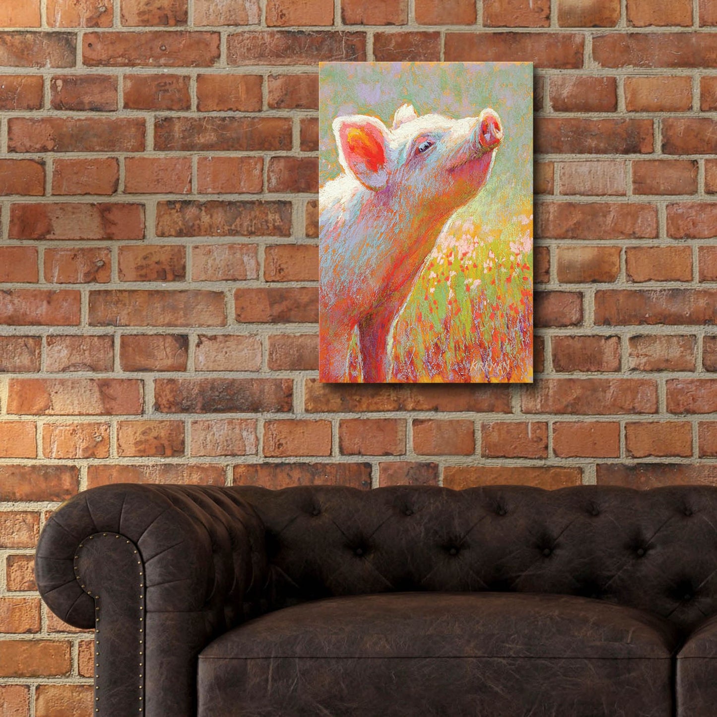 Epic Art 'Little Pink Piglet2 by Rita Kirkman, Acrylic Glass Wall Art,16x24