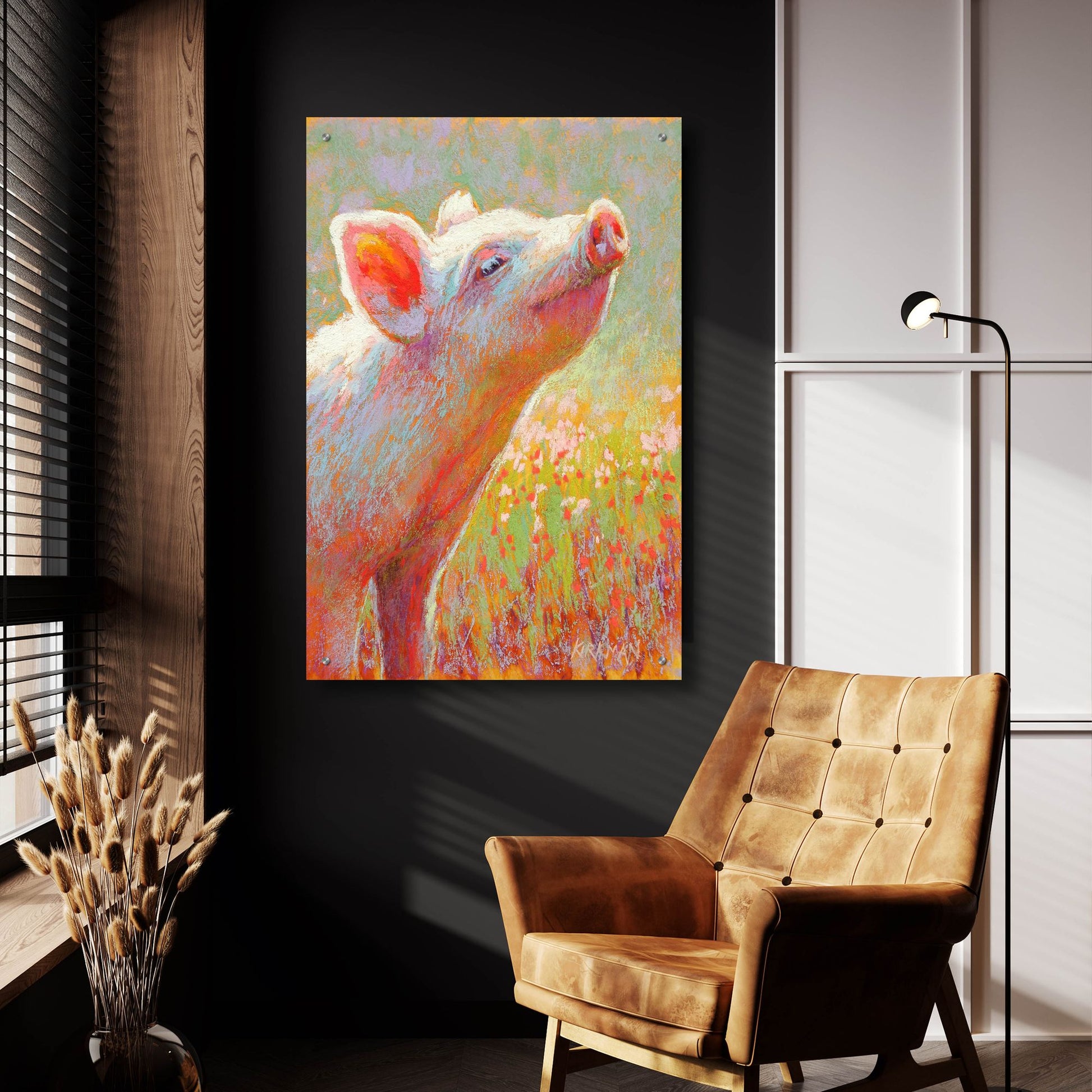 Epic Art 'Little Pink Piglet2 by Rita Kirkman, Acrylic Glass Wall Art,24x36