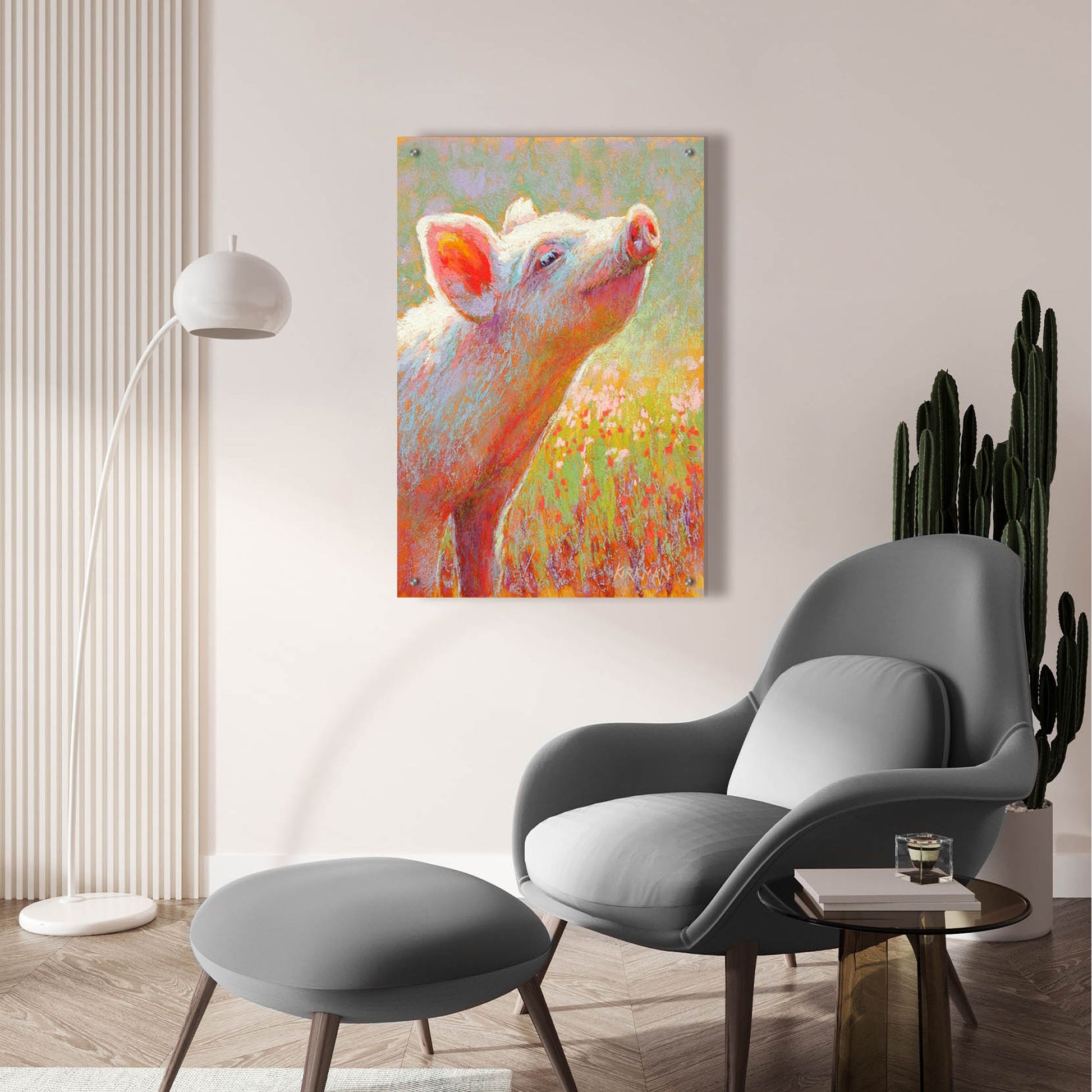 Epic Art 'Little Pink Piglet2 by Rita Kirkman, Acrylic Glass Wall Art,24x36