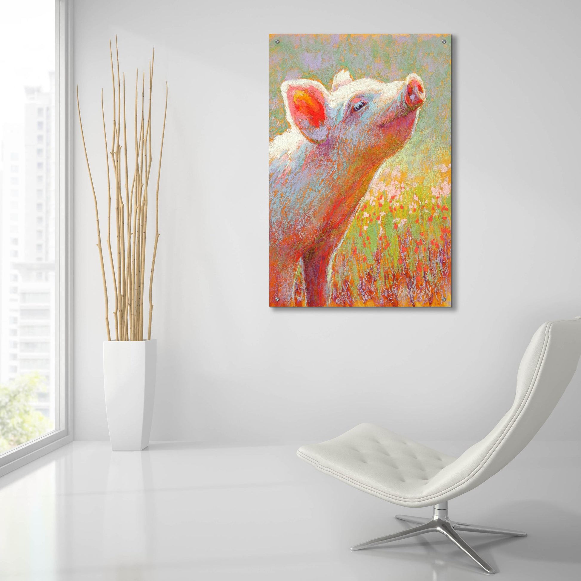 Epic Art 'Little Pink Piglet2 by Rita Kirkman, Acrylic Glass Wall Art,24x36