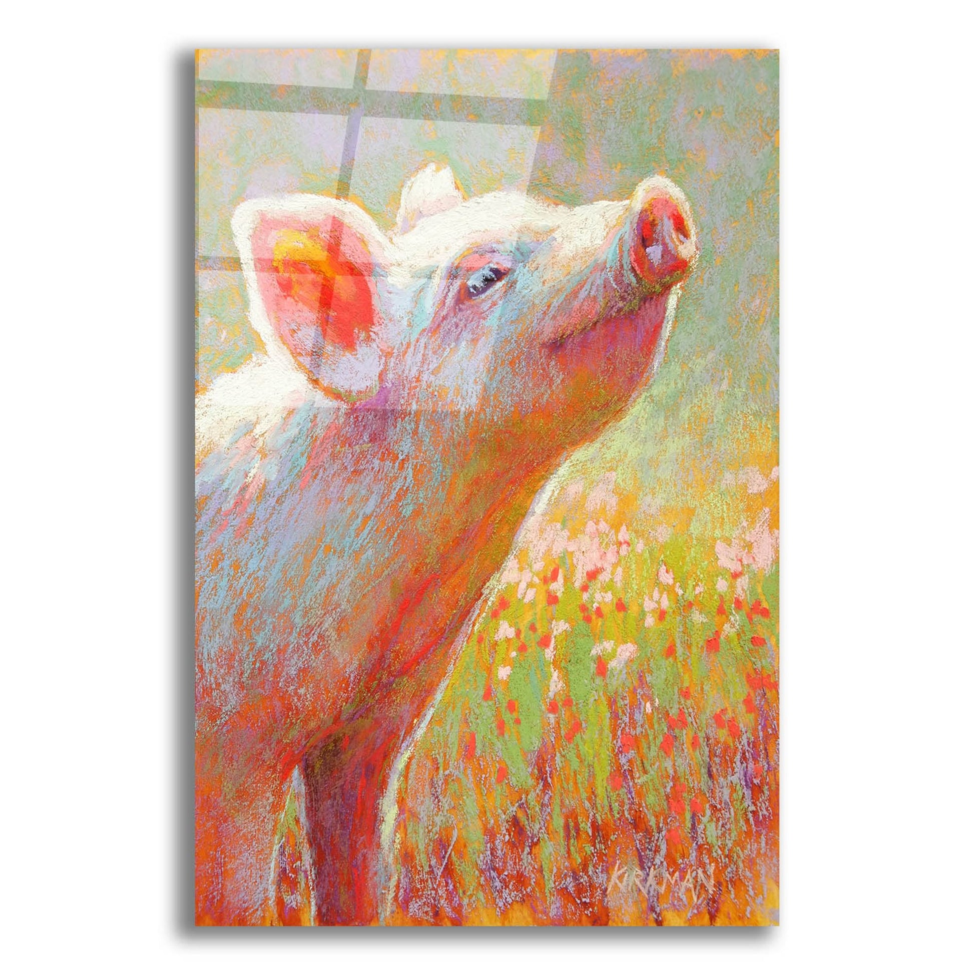 Epic Art 'Little Pink Piglet2 by Rita Kirkman, Acrylic Glass Wall Art