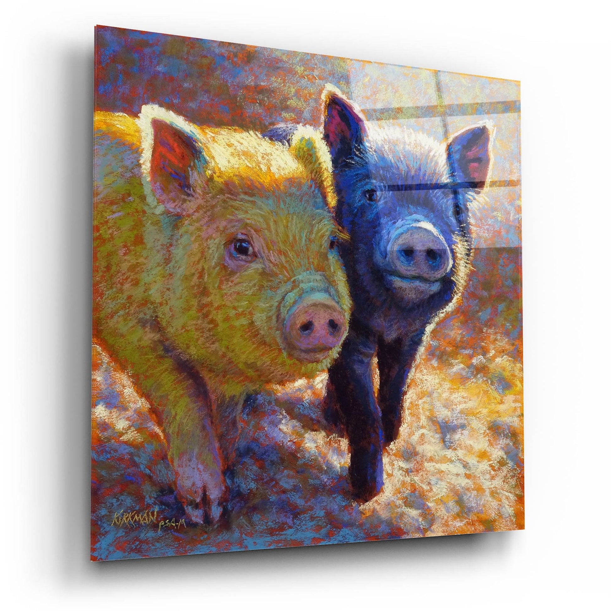 Epic Art 'Piggy Pals2 by Rita Kirkman, Acrylic Glass Wall Art,12x12