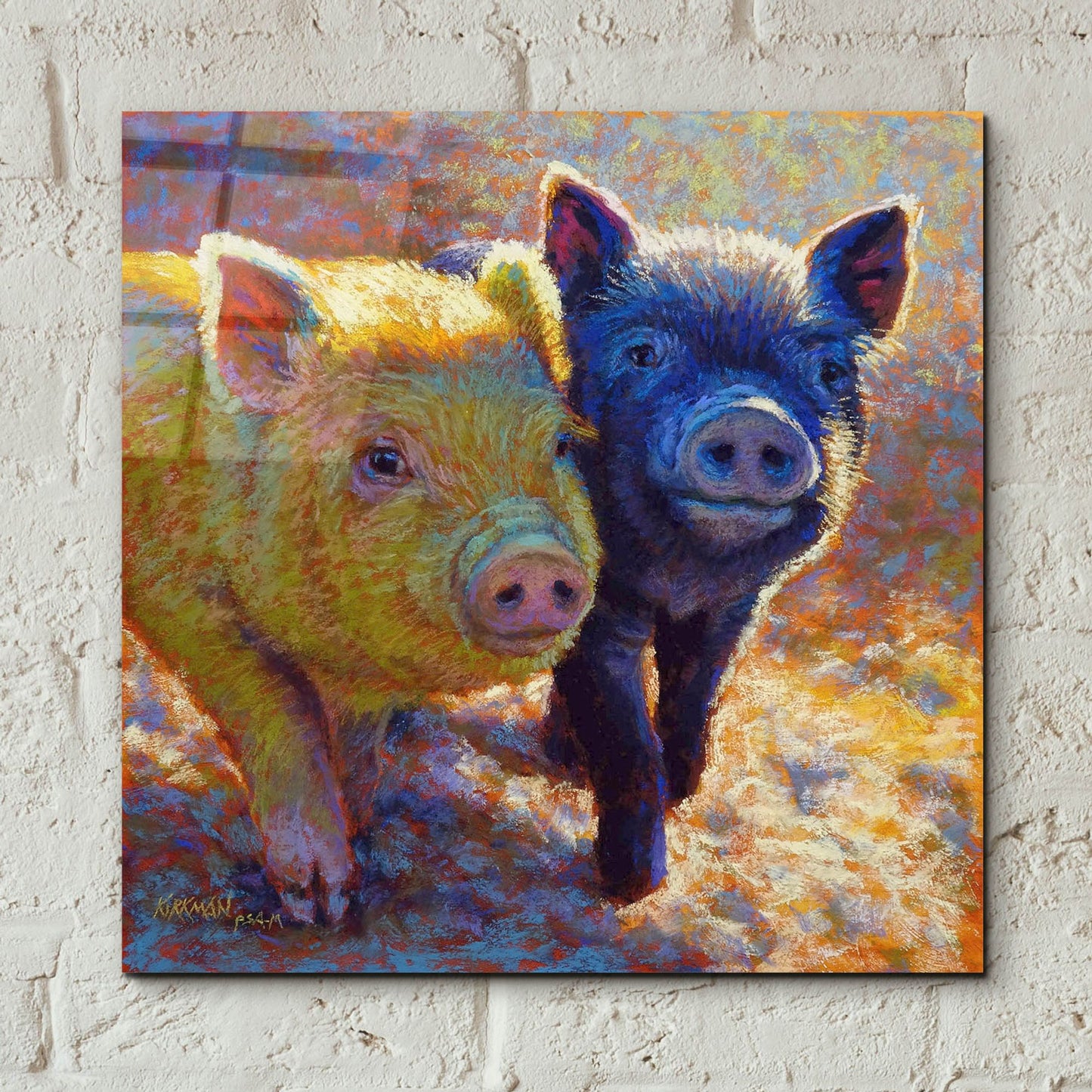 Epic Art 'Piggy Pals2 by Rita Kirkman, Acrylic Glass Wall Art,12x12