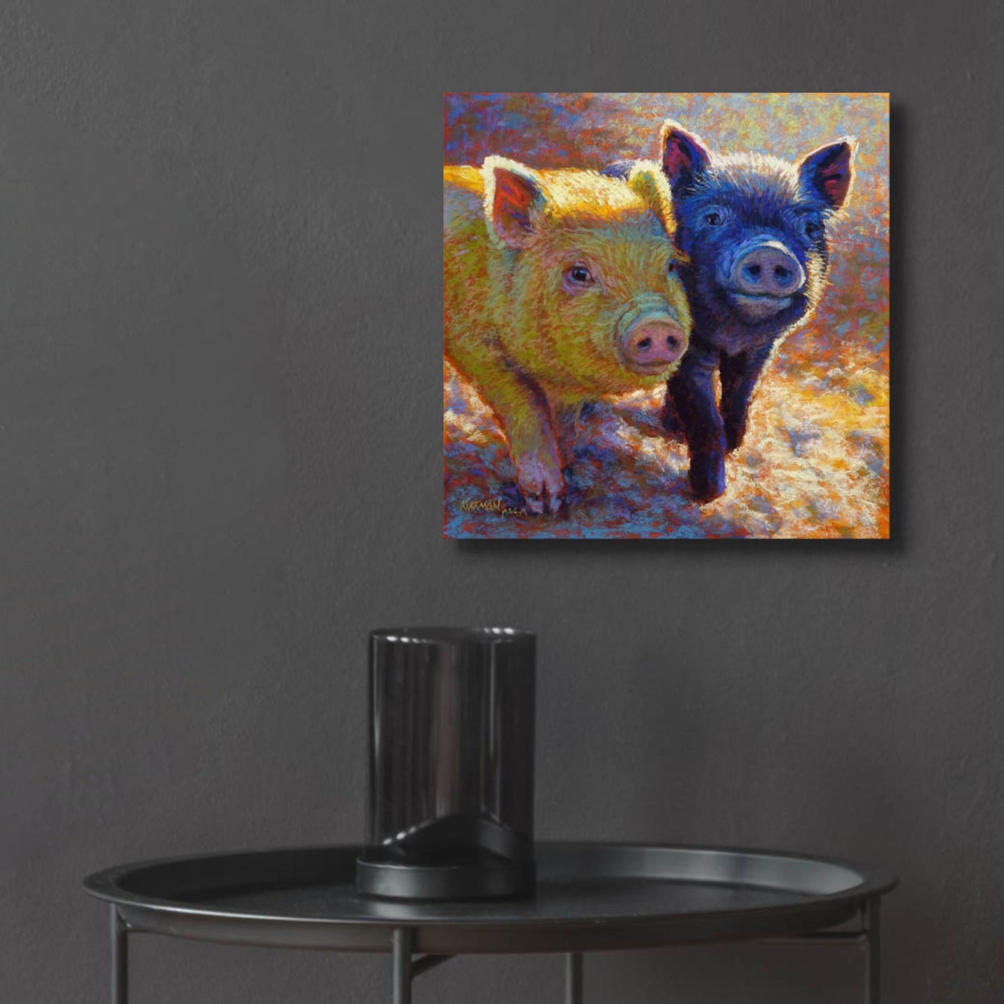 Epic Art 'Piggy Pals2 by Rita Kirkman, Acrylic Glass Wall Art,12x12