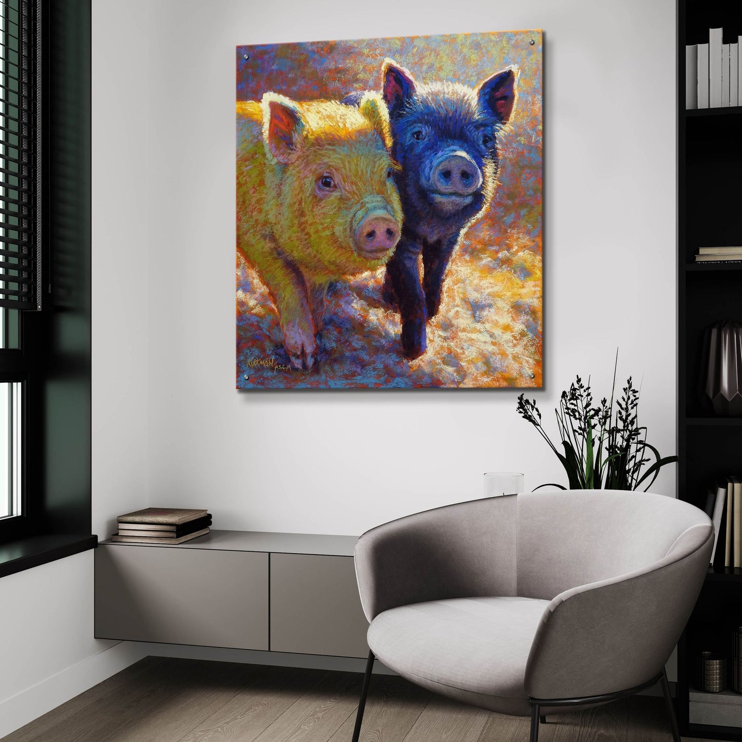 Epic Art 'Piggy Pals2 by Rita Kirkman, Acrylic Glass Wall Art,36x36