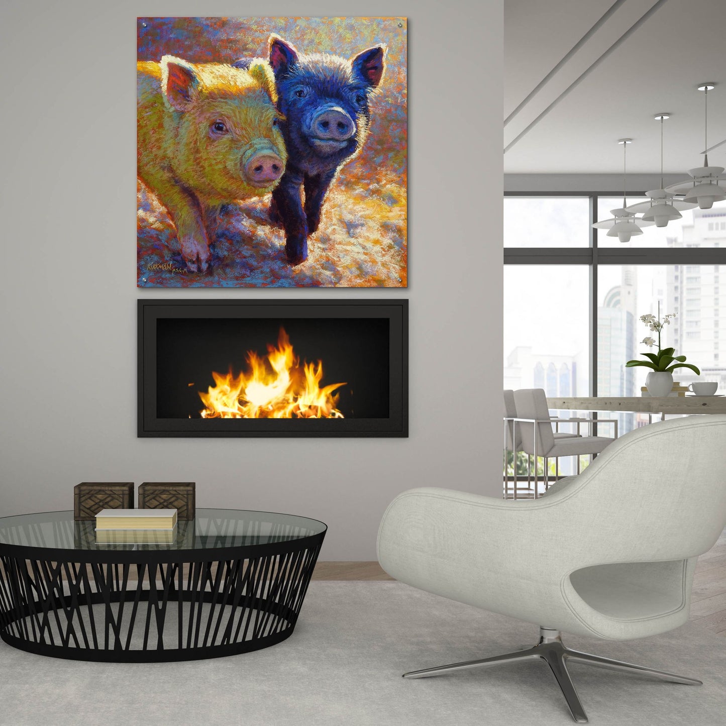 Epic Art 'Piggy Pals2 by Rita Kirkman, Acrylic Glass Wall Art,36x36