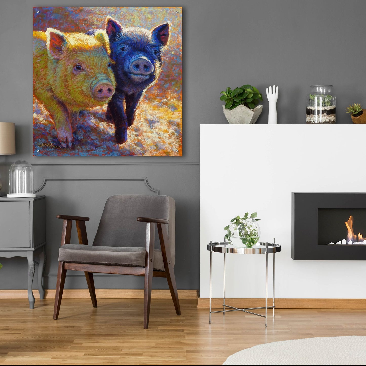 Epic Art 'Piggy Pals2 by Rita Kirkman, Acrylic Glass Wall Art,36x36