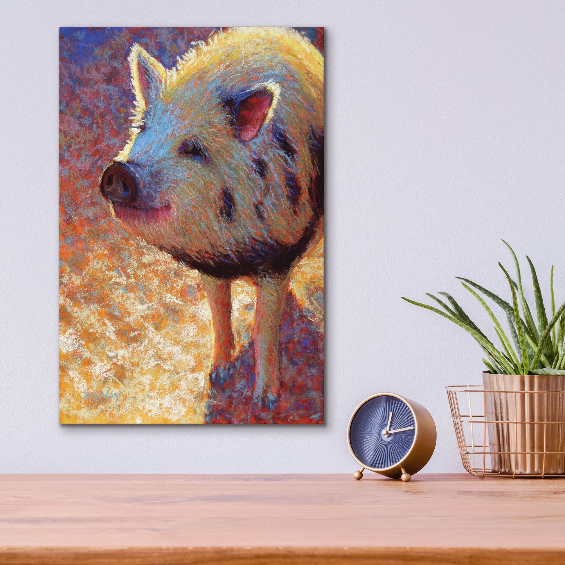 Epic Art 'Puffy Pig 2 by Rita Kirkman, Acrylic Glass Wall Art,12x16