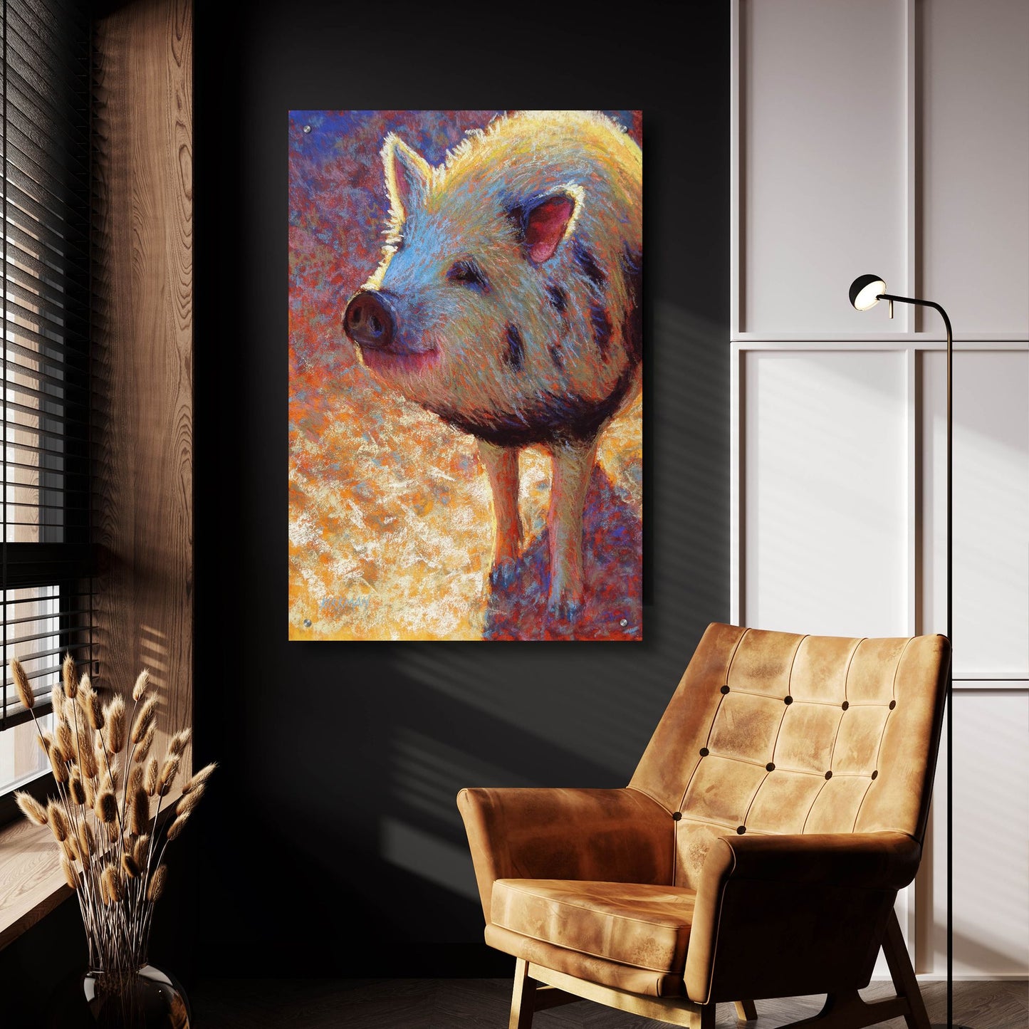 Epic Art 'Puffy Pig 2 by Rita Kirkman, Acrylic Glass Wall Art,24x36