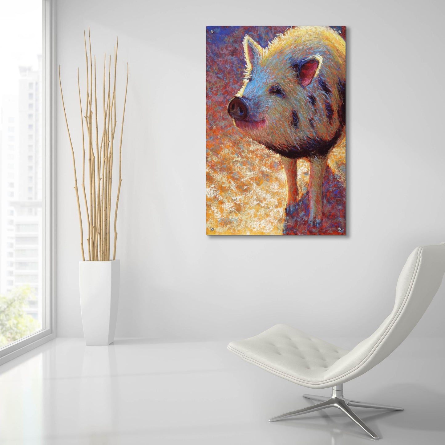 Epic Art 'Puffy Pig 2 by Rita Kirkman, Acrylic Glass Wall Art,24x36