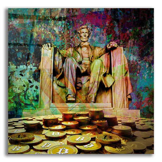 Epic Art 'Lincoln On Bitcoin Mountain by Epic Portfolio, Acrylic Glass Wall Art