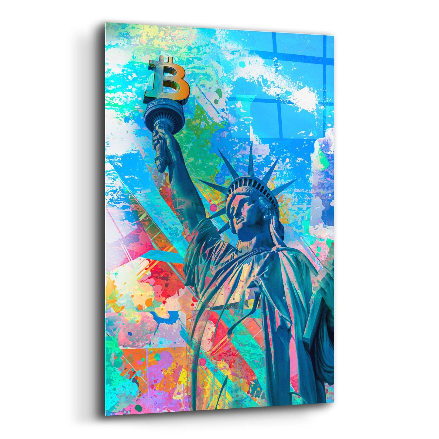 Epic Art 'Statue Of Bitcoin Liberty by Epic Portfolio, Acrylic Glass Wall Art,12x16