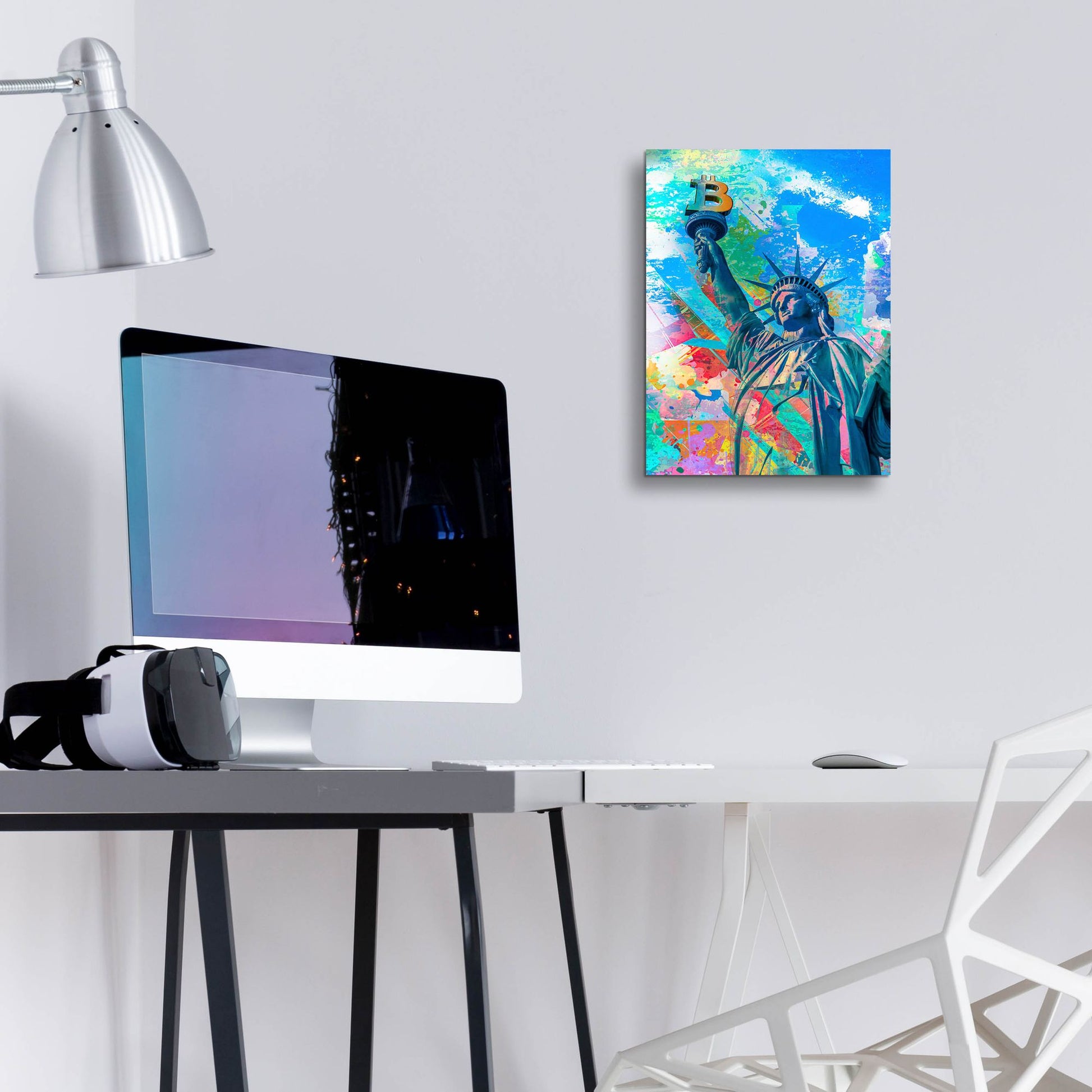 Epic Art 'Statue Of Bitcoin Liberty by Epic Portfolio, Acrylic Glass Wall Art,12x16