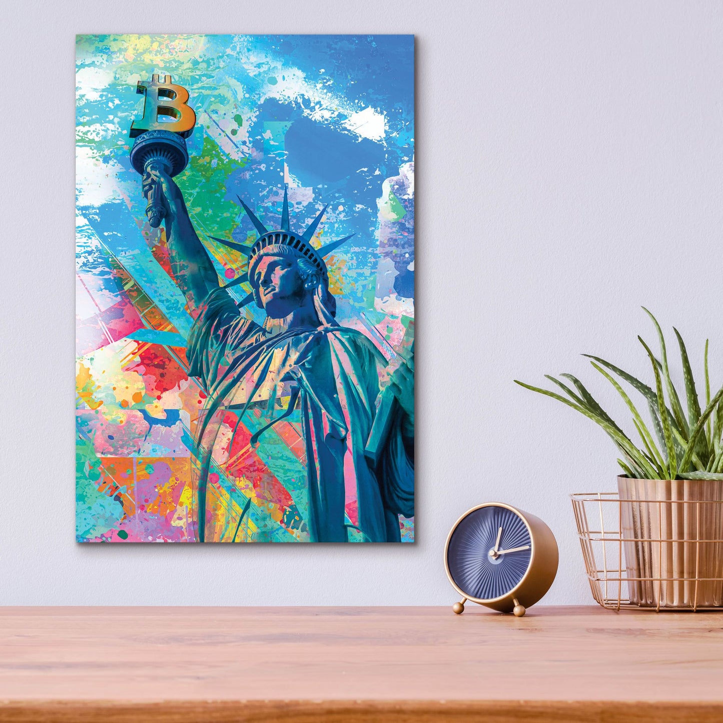 Epic Art 'Statue Of Bitcoin Liberty by Epic Portfolio, Acrylic Glass Wall Art,12x16