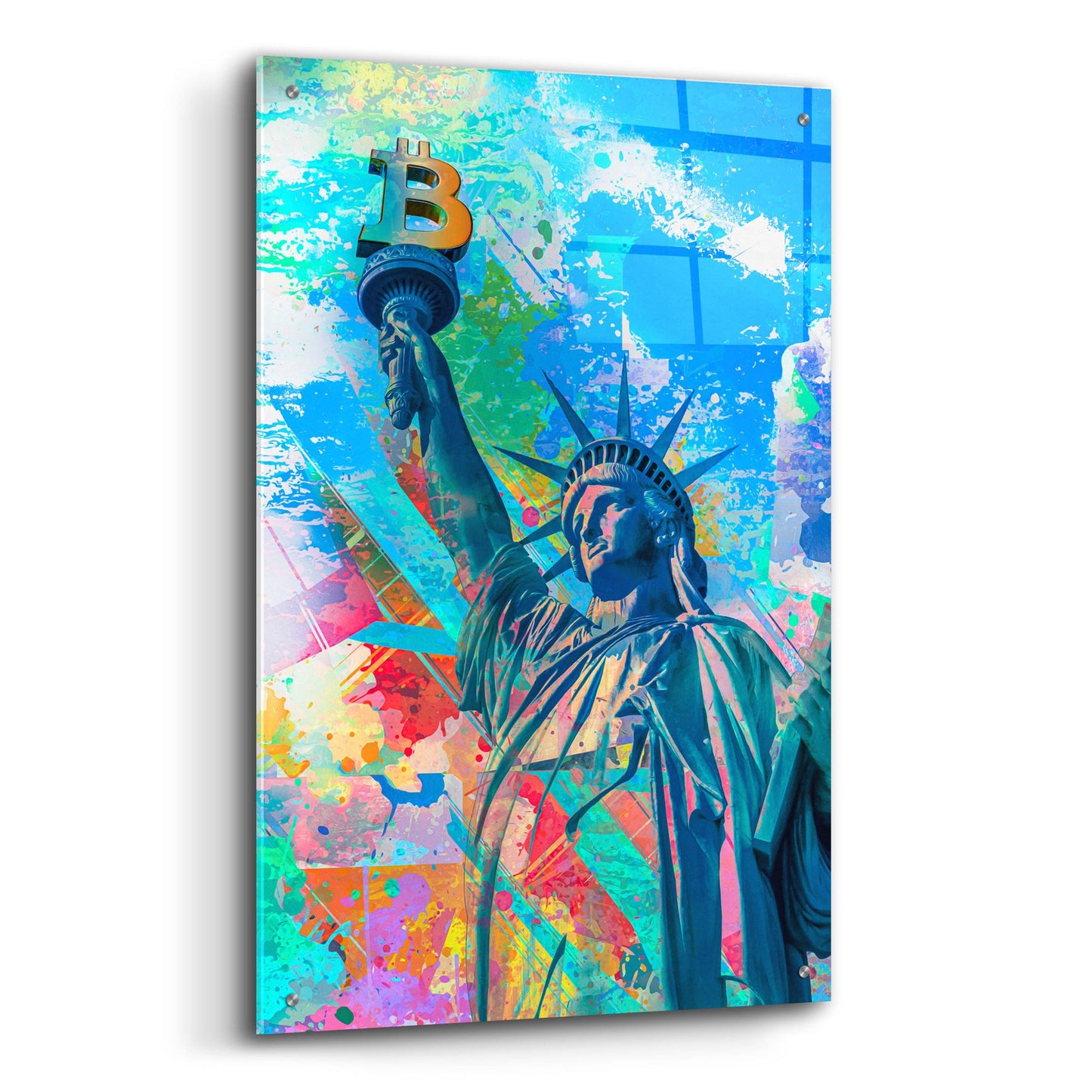 Epic Art 'Statue Of Bitcoin Liberty by Epic Portfolio, Acrylic Glass Wall Art,24x36