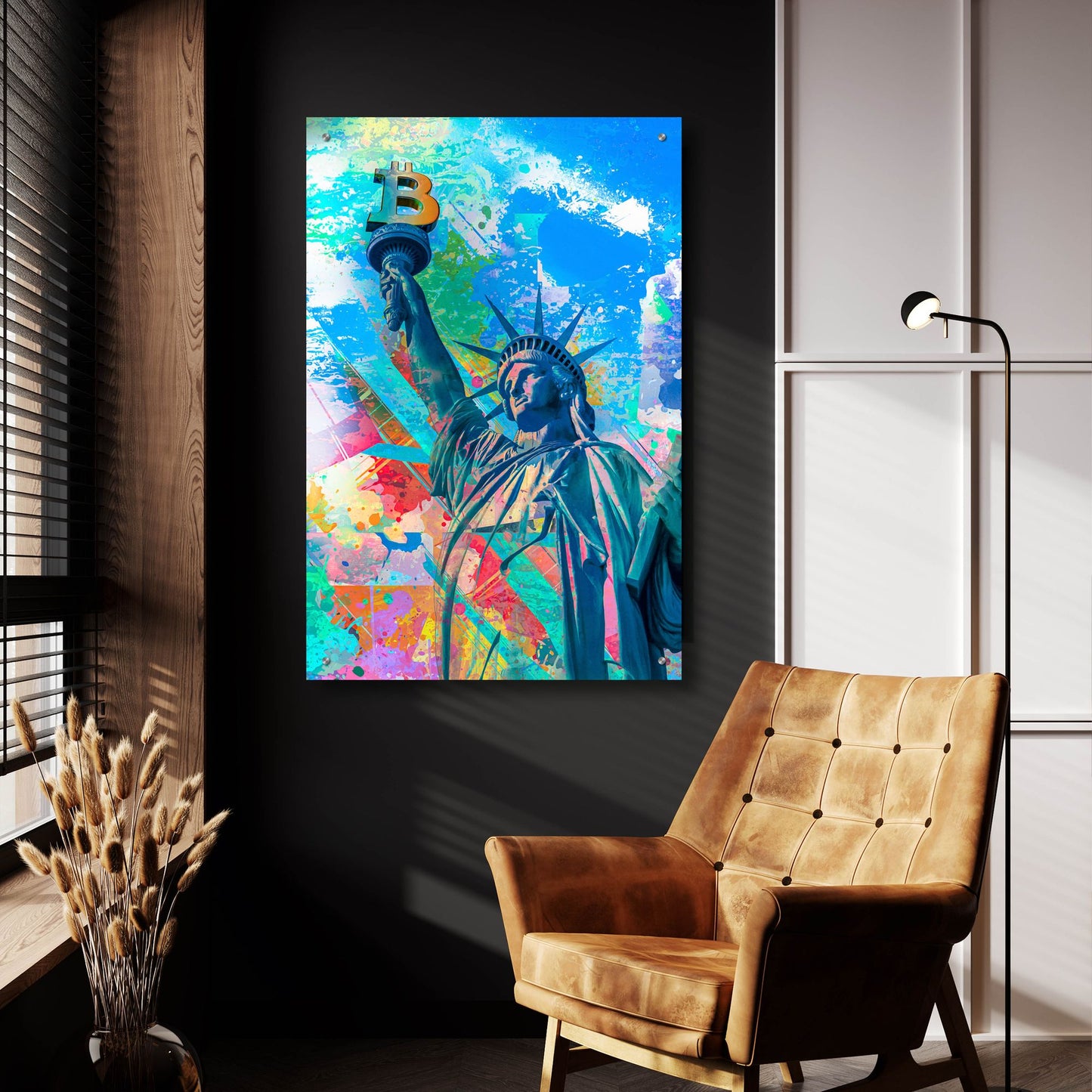 Epic Art 'Statue Of Bitcoin Liberty by Epic Portfolio, Acrylic Glass Wall Art,24x36