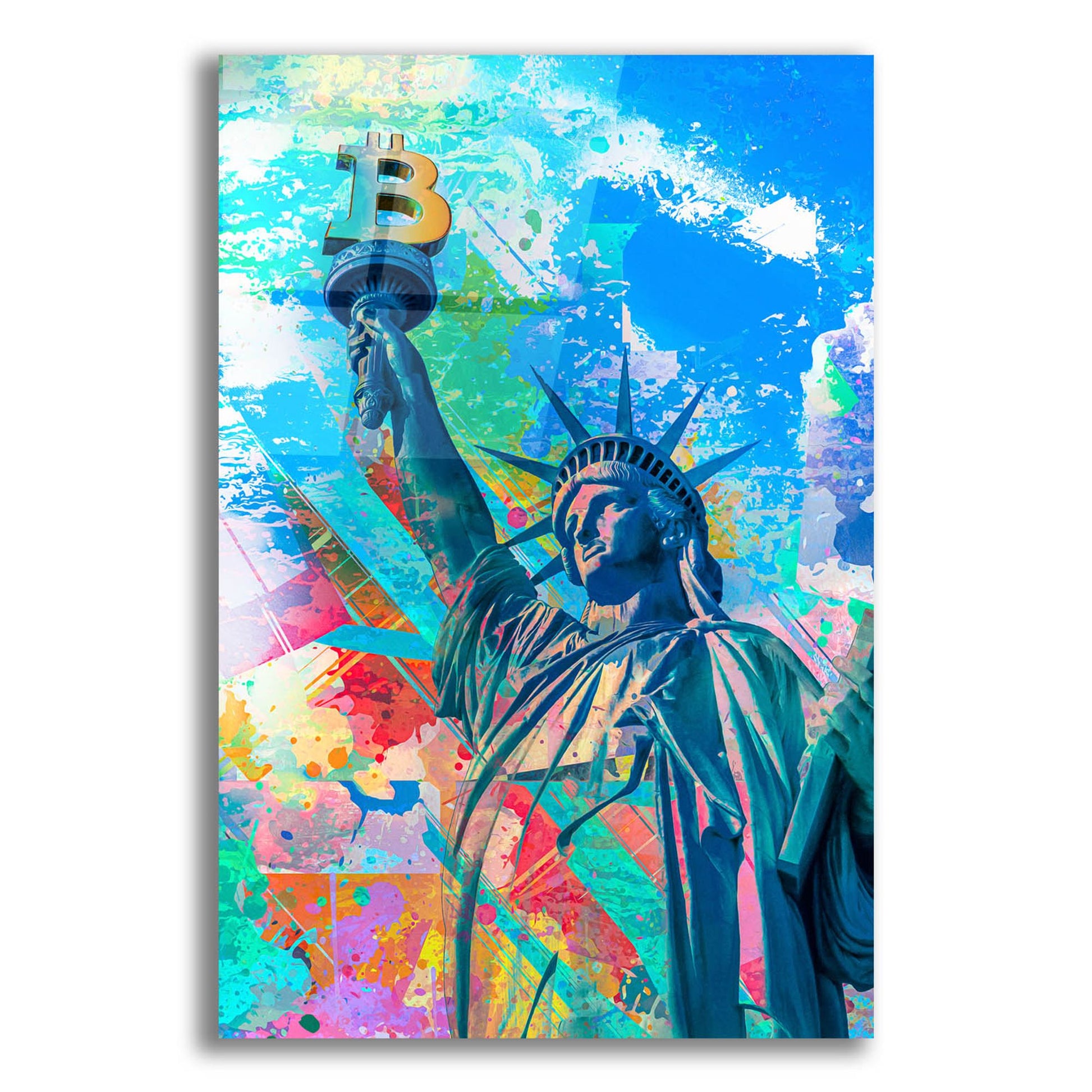 Epic Art 'Statue Of Bitcoin Liberty by Epic Portfolio, Acrylic Glass Wall Art