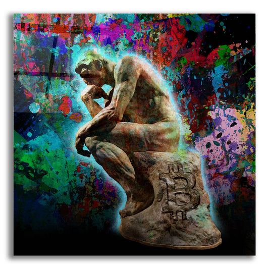 Epic Art 'The Bitcoin Thinker by Epic Portfolio, Acrylic Glass Wall Art