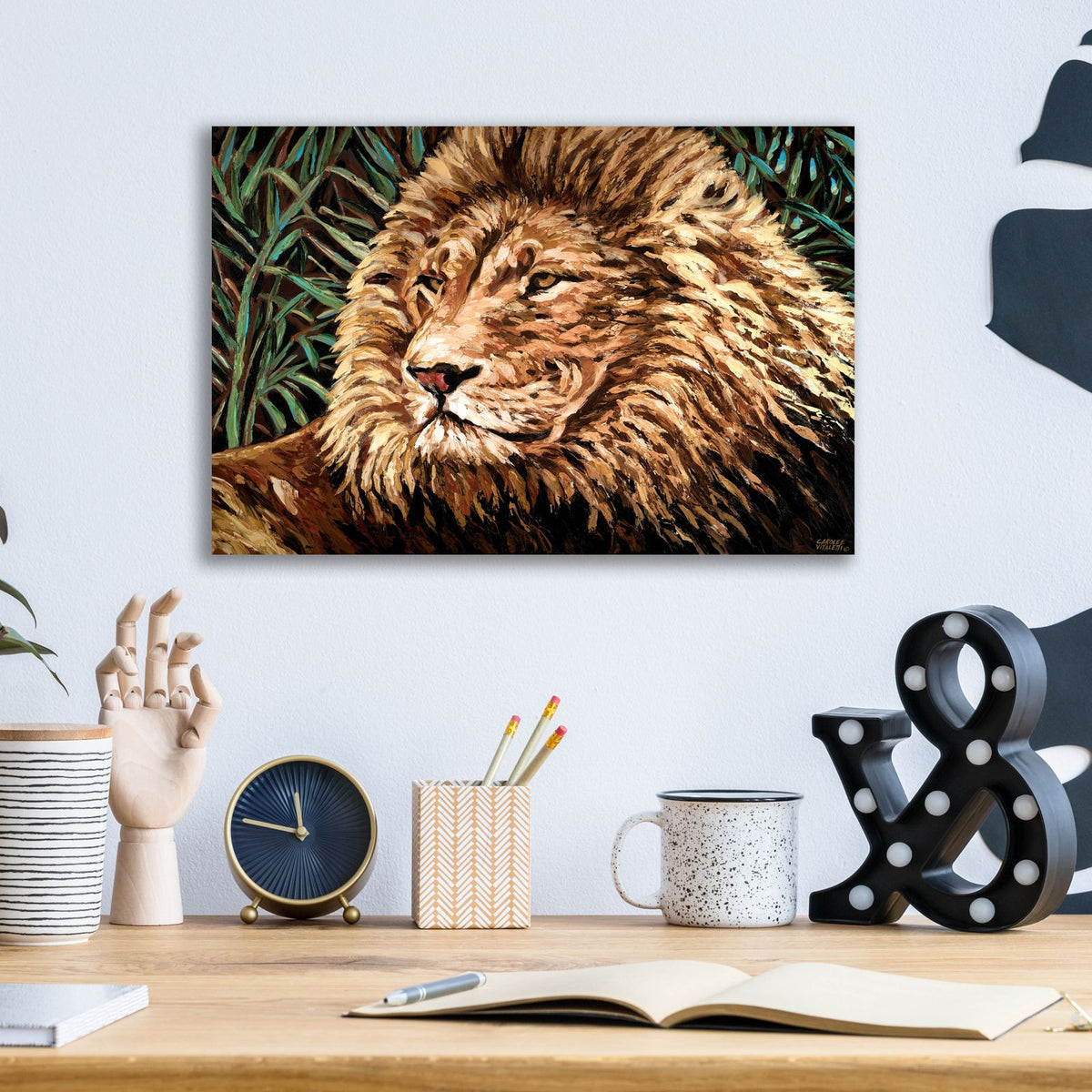 Cecil The Lion 16x20 by Carolee Vitaletti - 16x12 acrylic wall art in a room