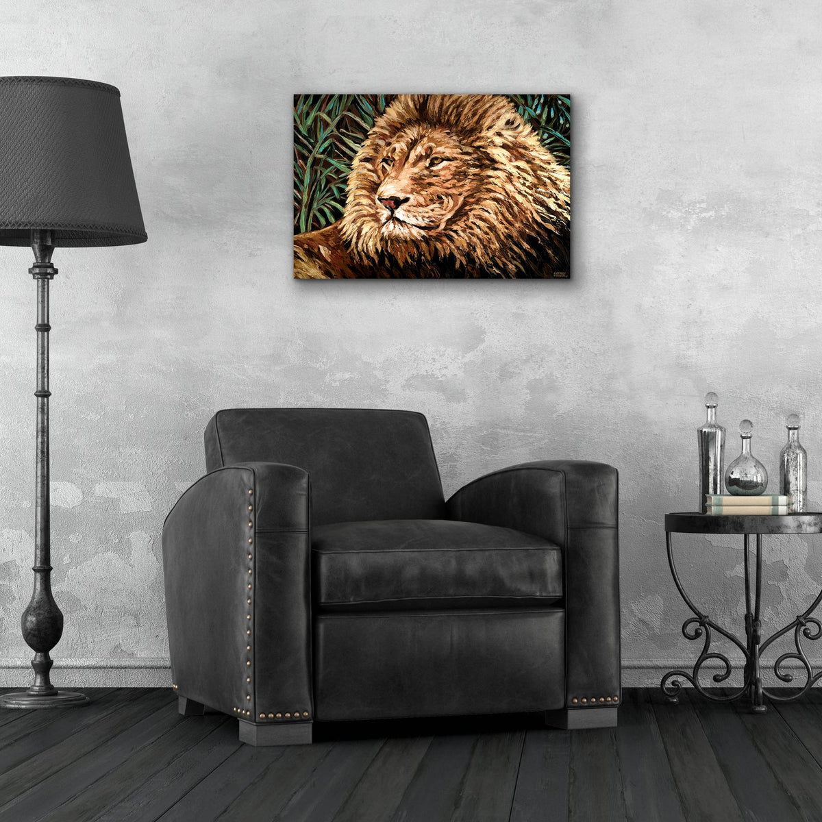 Cecil The Lion 16x20 by Carolee Vitaletti - 24x16 acrylic wall art in a room