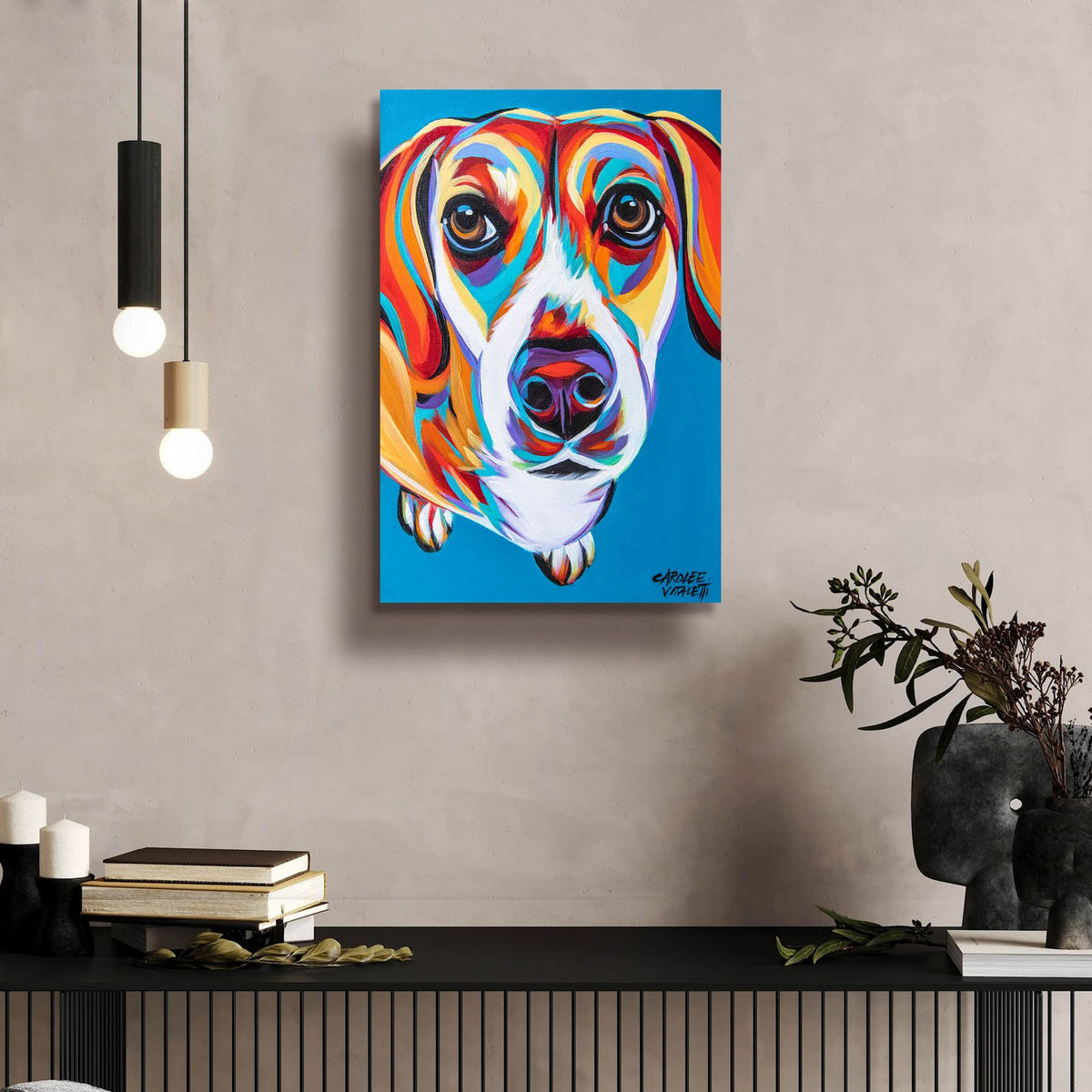 Nosey Dog 2 by Carolee Vitaletti - 16x24 acrylic wall art in a room