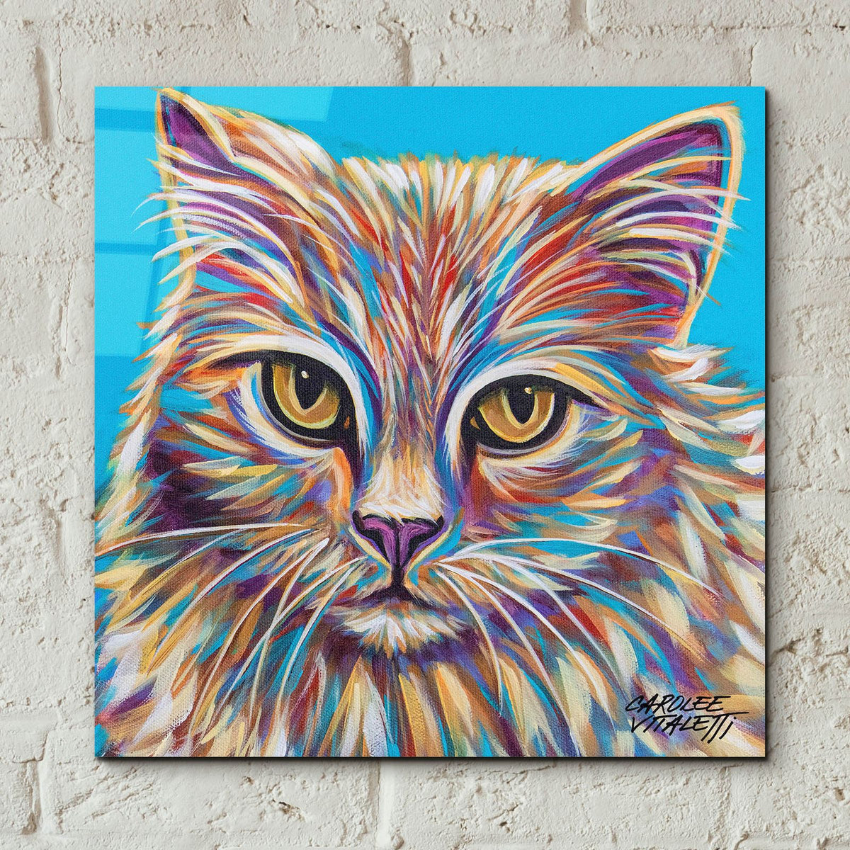 Pastel Cats 2 by Carolee Vitaletti - 12x12 acrylic wall art in a room