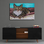 Kaleidoscope Comfy Cat by Carolee Vitaletti - 36x24 acrylic wall art in a room