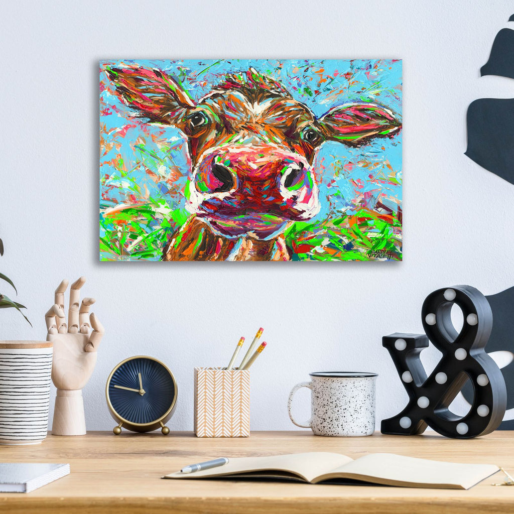 Cow From Another Planet 1 by Carolee Vitaletti - 16x12 acrylic wall art in a room