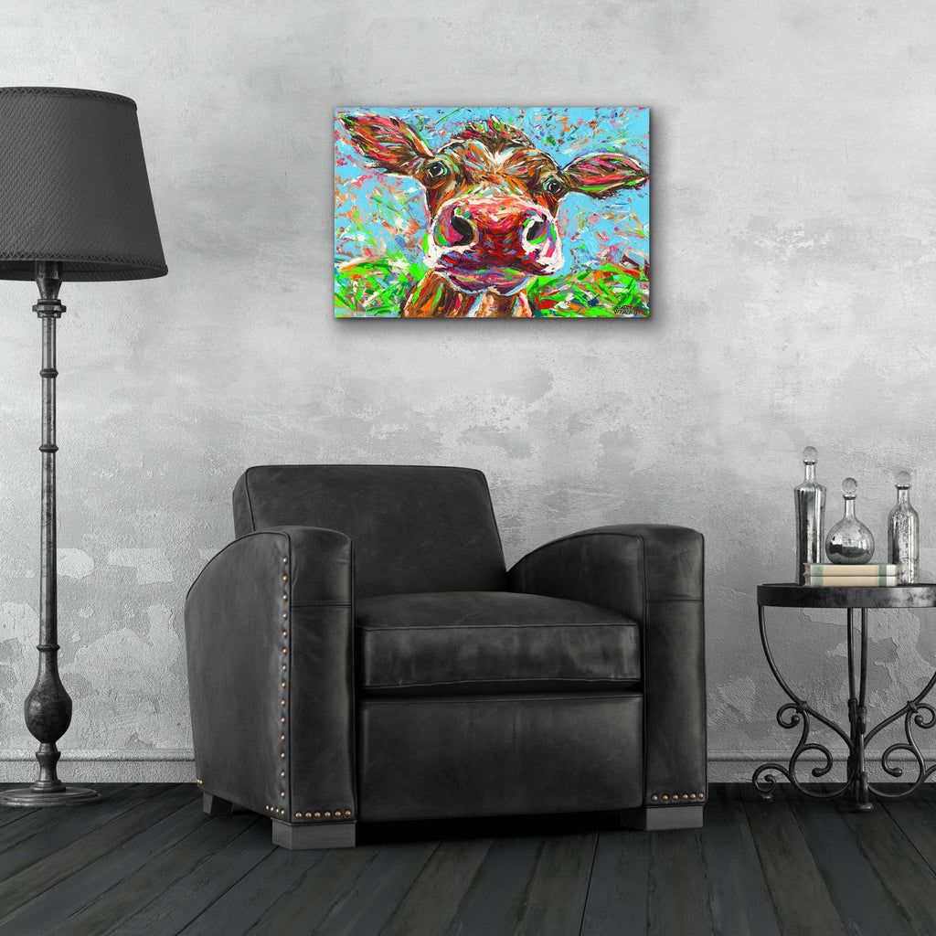 Cow From Another Planet 1 by Carolee Vitaletti - 24x16 acrylic wall art in a room