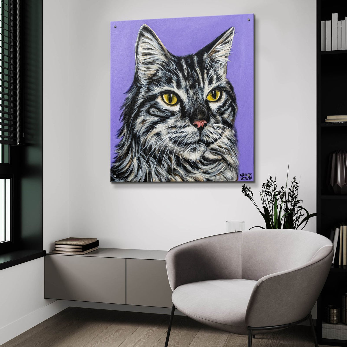 Tough Cat by Carolee Vitaletti - 36x36 acrylic wall art in a room