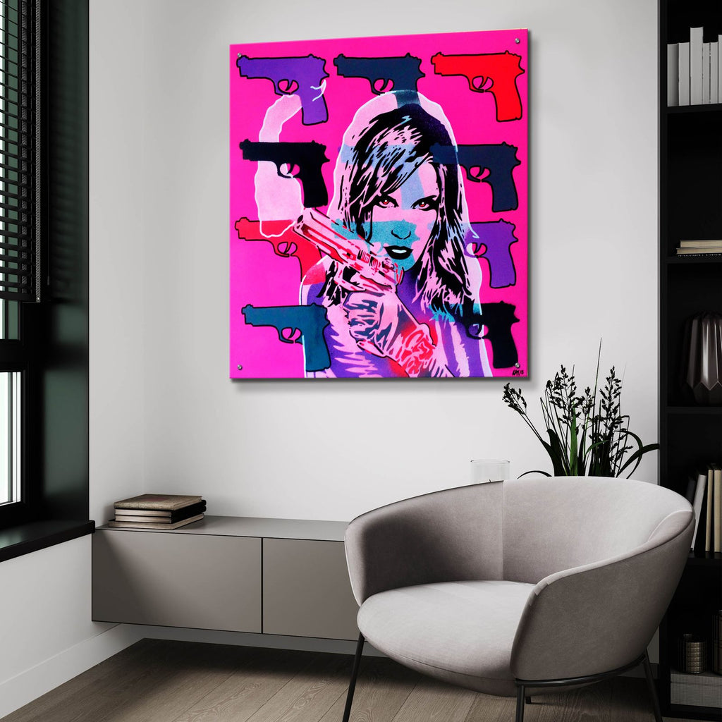 Revolver Pinks by Abstract Graffiti - 36x36 acrylic wall art in a room