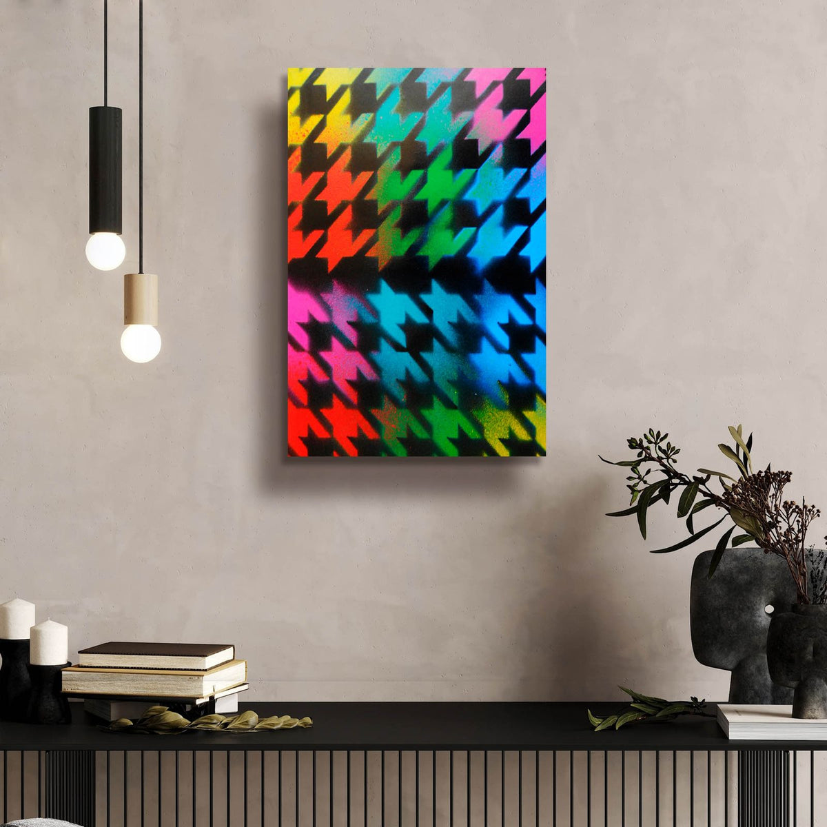 Houndstooth by Abstract Graffiti - 16x24 acrylic wall art in a room