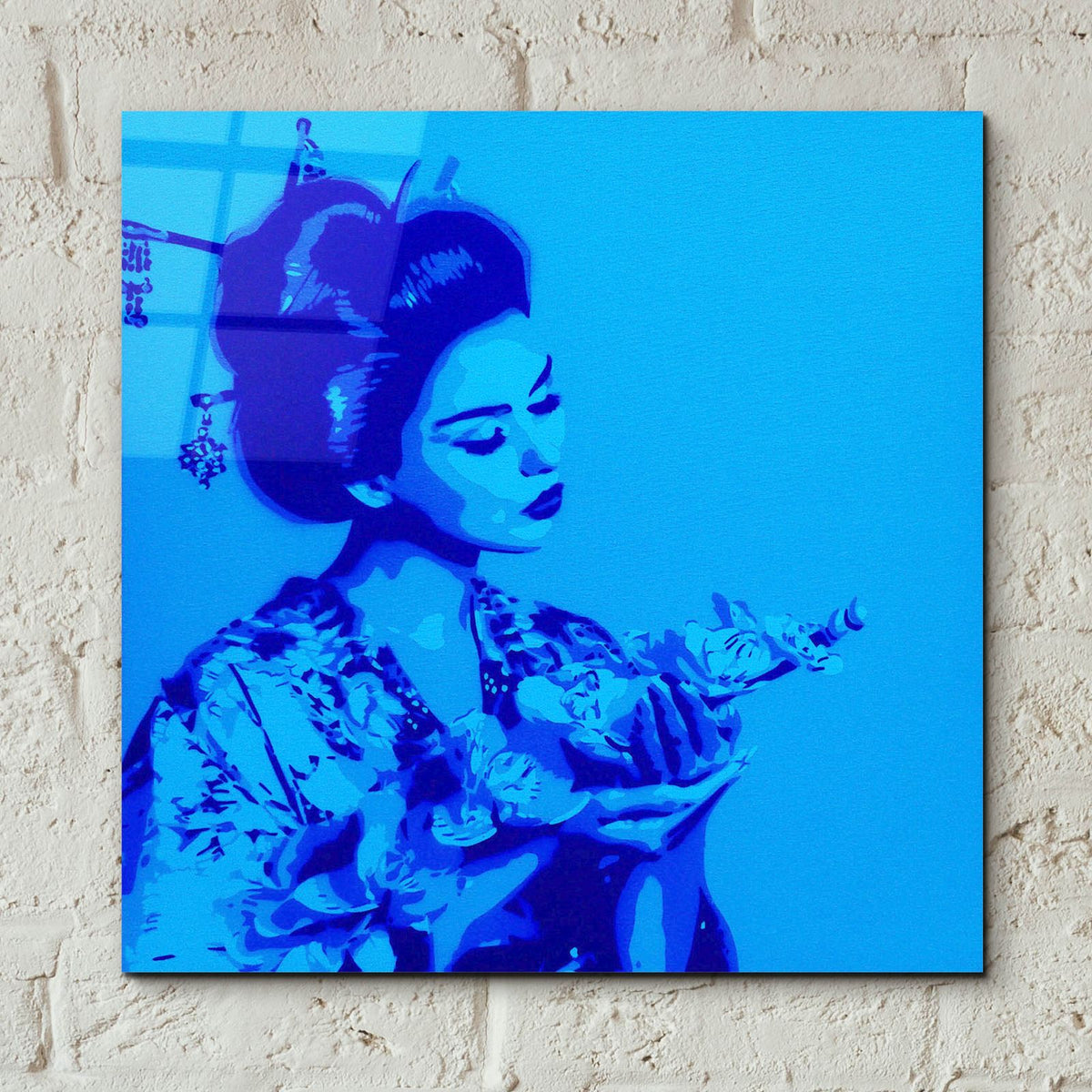Blue Geisha by Abstract Graffiti - 12x12 acrylic wall art in a room
