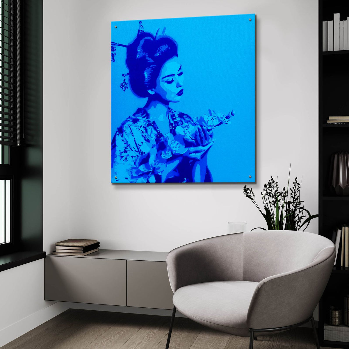 Blue Geisha by Abstract Graffiti - 36x36 acrylic wall art in a room