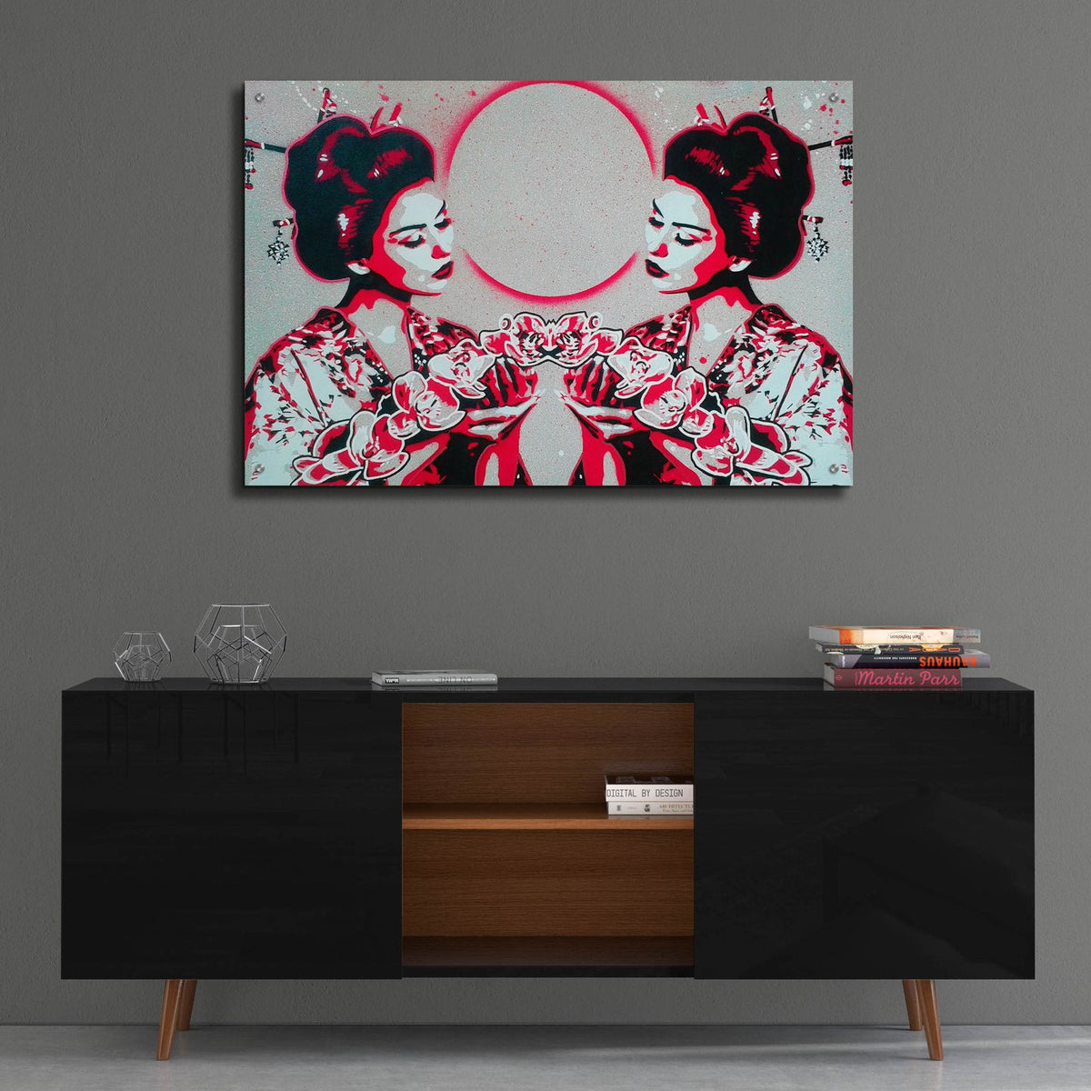 Mirror Geisha by Abstract Graffiti - 36x24 acrylic wall art in a room