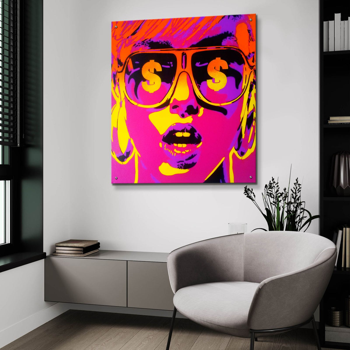 Pop Star Dollars by Abstract Graffiti - 36x36 acrylic wall art in a room
