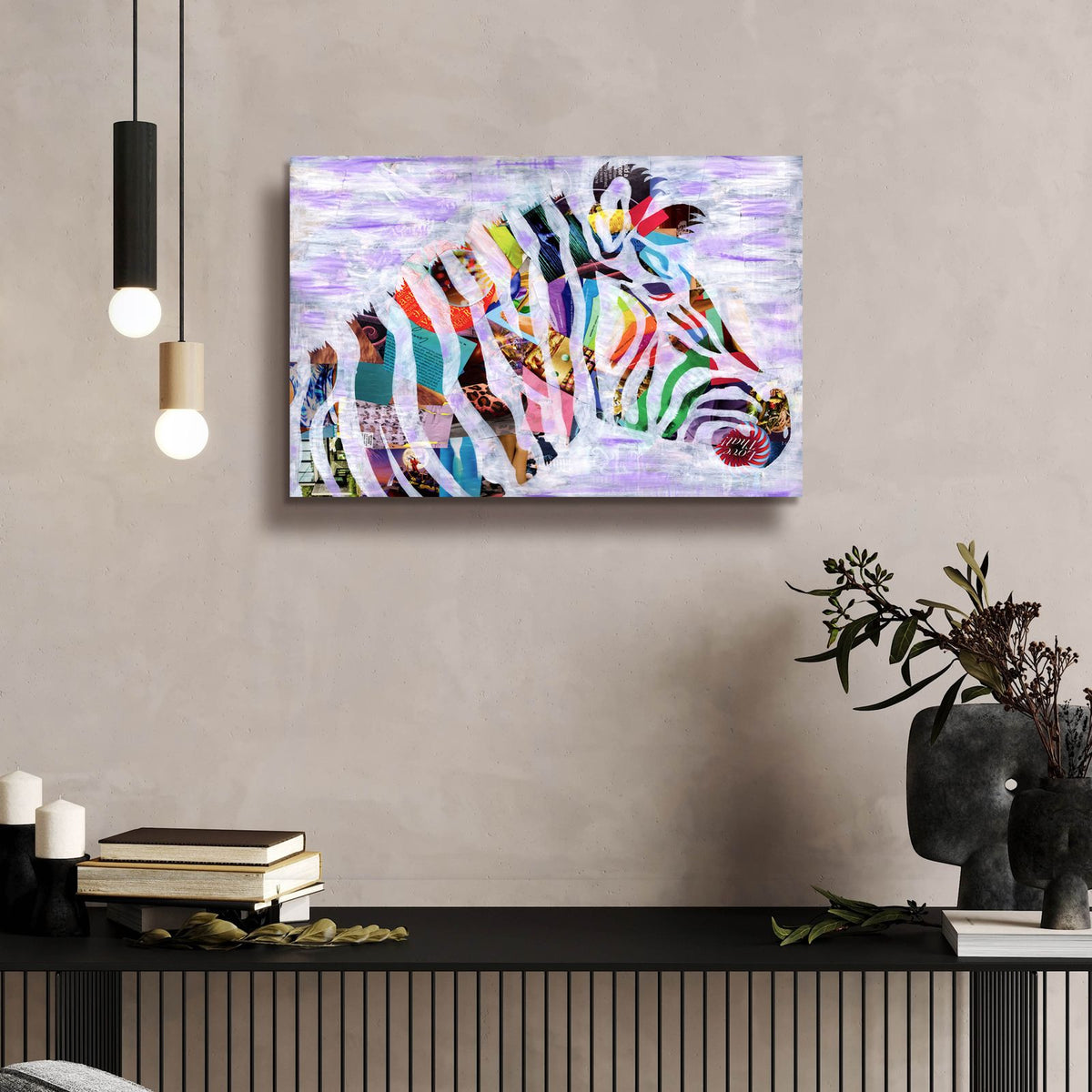 Purple Zebra by Artpoptart - 24x16 acrylic wall art in a room