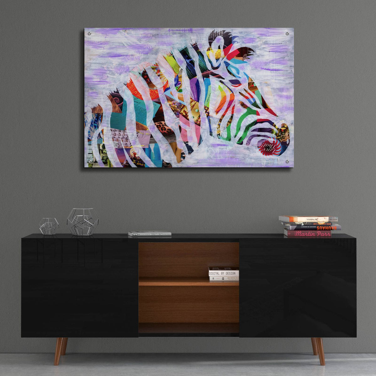 Purple Zebra by Artpoptart - 36x24 acrylic wall art in a room