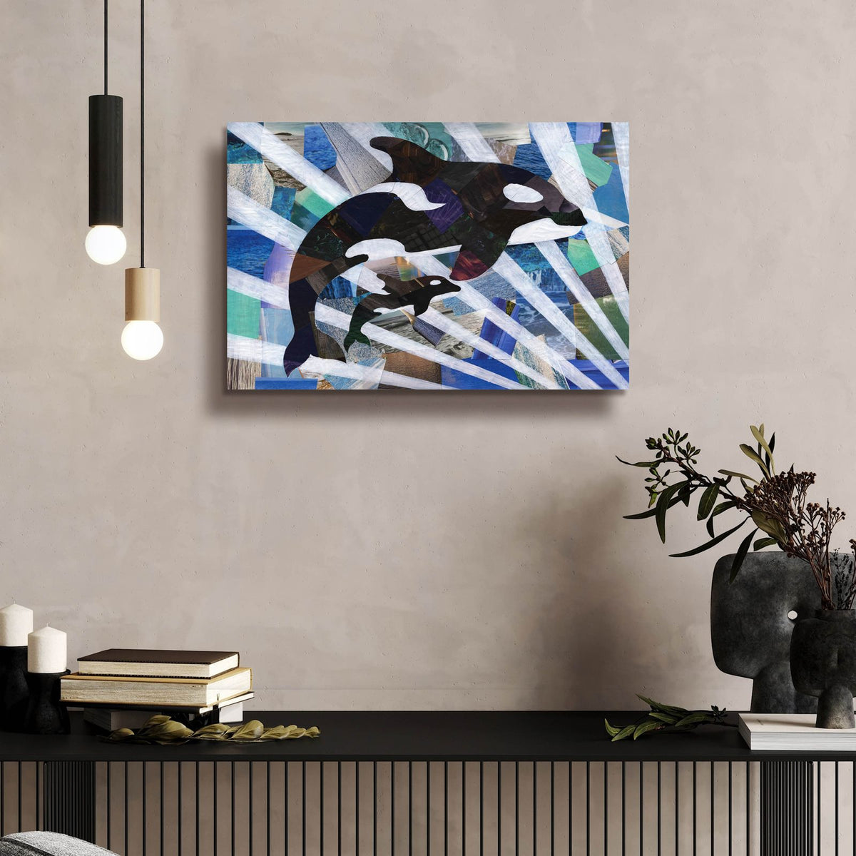 Killer Cute Whales by Artpoptart - 24x16 acrylic wall art in a room