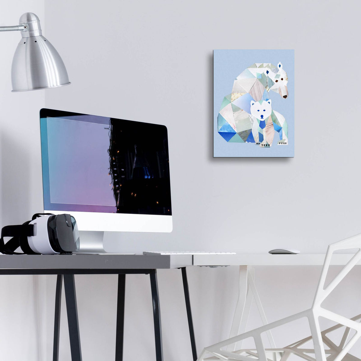 Polar Bears Gray by Artpoptart - 12x16 acrylic wall art in a room