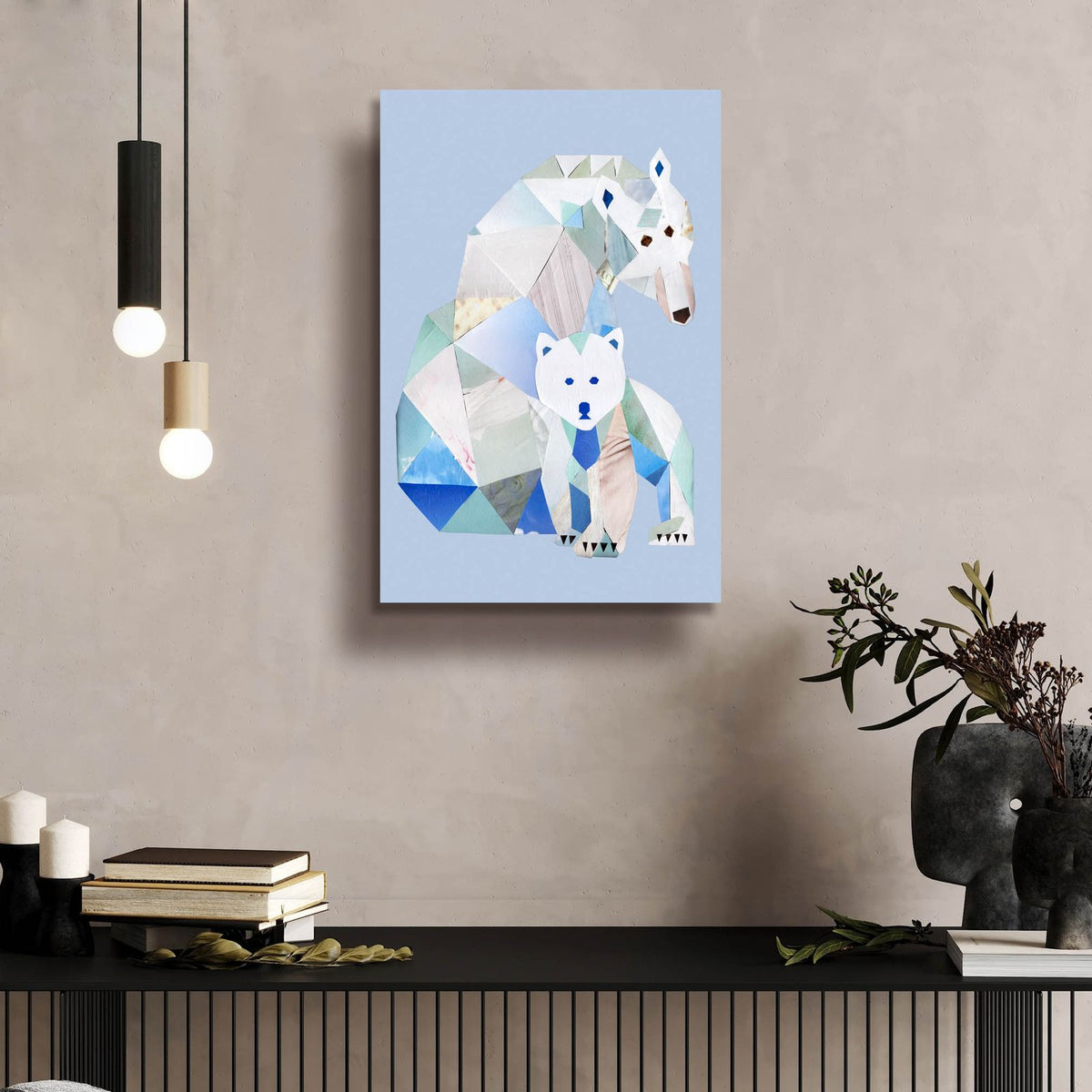 Polar Bears Gray by Artpoptart - 16x24 acrylic wall art in a room